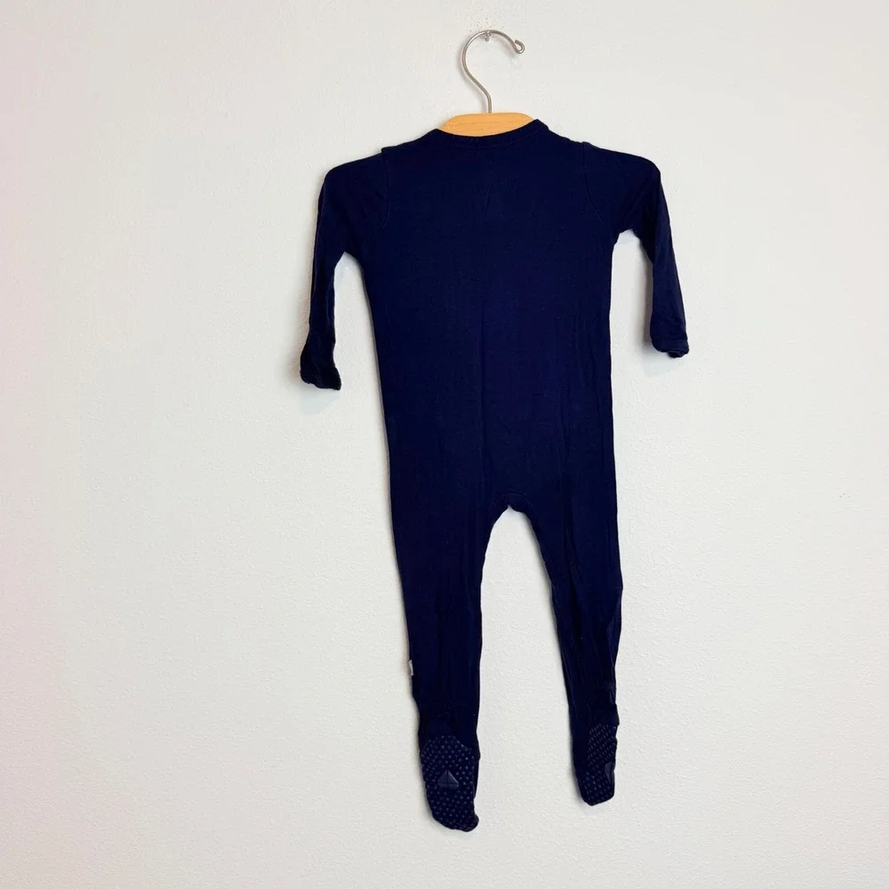 Kyte Baby Bamboo Rayon Zippered Footie Navy Blue Solid 6-12 Months Sleeper